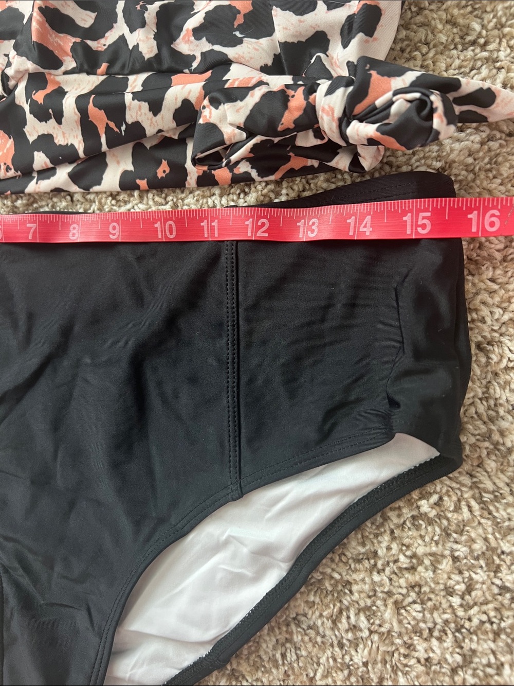 NWOT Sporty Leopard Print Tankini Top and Black High-Waist Bottoms - Size XL - Picture 3 of 14